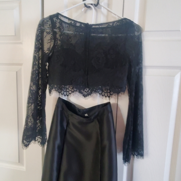 Wink Prom Black 2 Piece Set. Prom Evening Cocktail. Sz 2 Mermaid Skirt Lace Sati - Picture 12 of 16